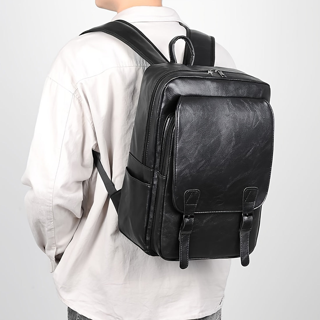 Mochila vintage de cuero para hombre de gran capacidad, impermeable, estilo coreano, para viajes de negocios y escuela