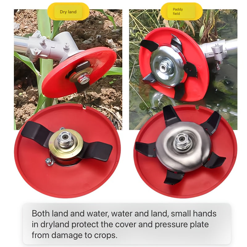 Dual-Purpose Garden Weeder Plate with Interchangeable Blades for Lawn Mower and Weed Eater