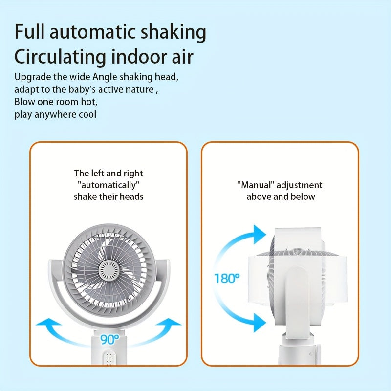 Portable White 3-in-1 Air Circulator Fan with USB Power, Adjustable Height, Oscillating Head, 5-Speed Settings, Remote Control