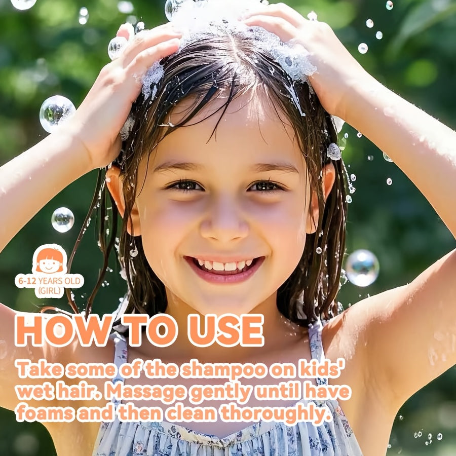 Champú para niñas, fórmula suave sin enredos, aroma fresco duradero