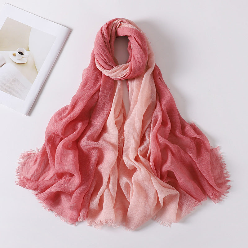 Women's Bohemian Gradient Hijab Scarf Polyester Stretchy Tie-Dye Multi-Color for Outdoor and Ramadan