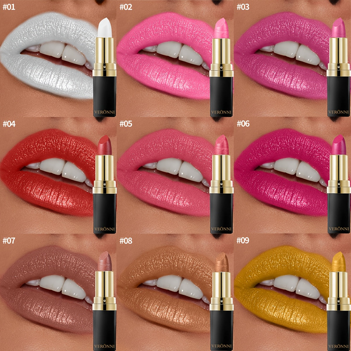 Women Waterproof Lipstick with Hydrating Shine and Metallic Finish