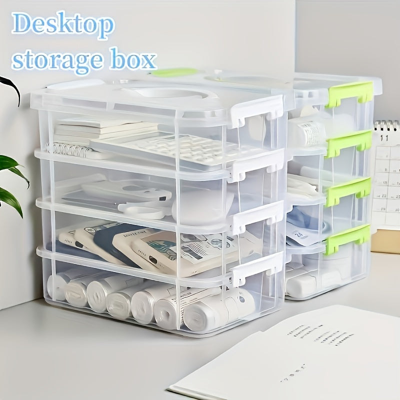 Stackable PP Storage Bins with Handles for Home Office School Supplies Set of 4