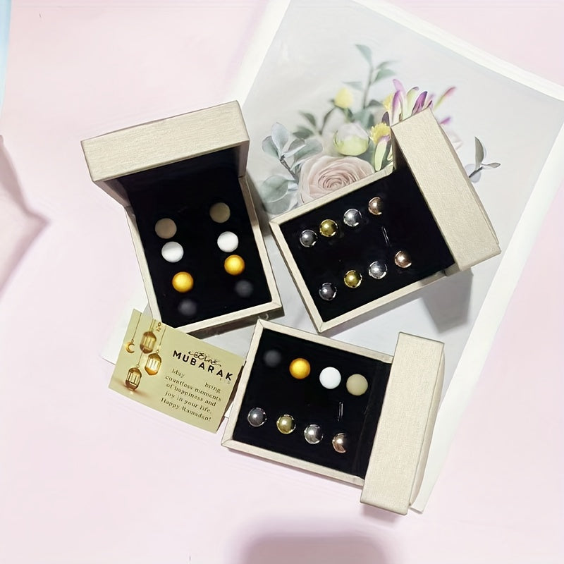 Set of 8 Elegant Alloy Hijab Pins and Brooches with Gift Box and Lantern Design