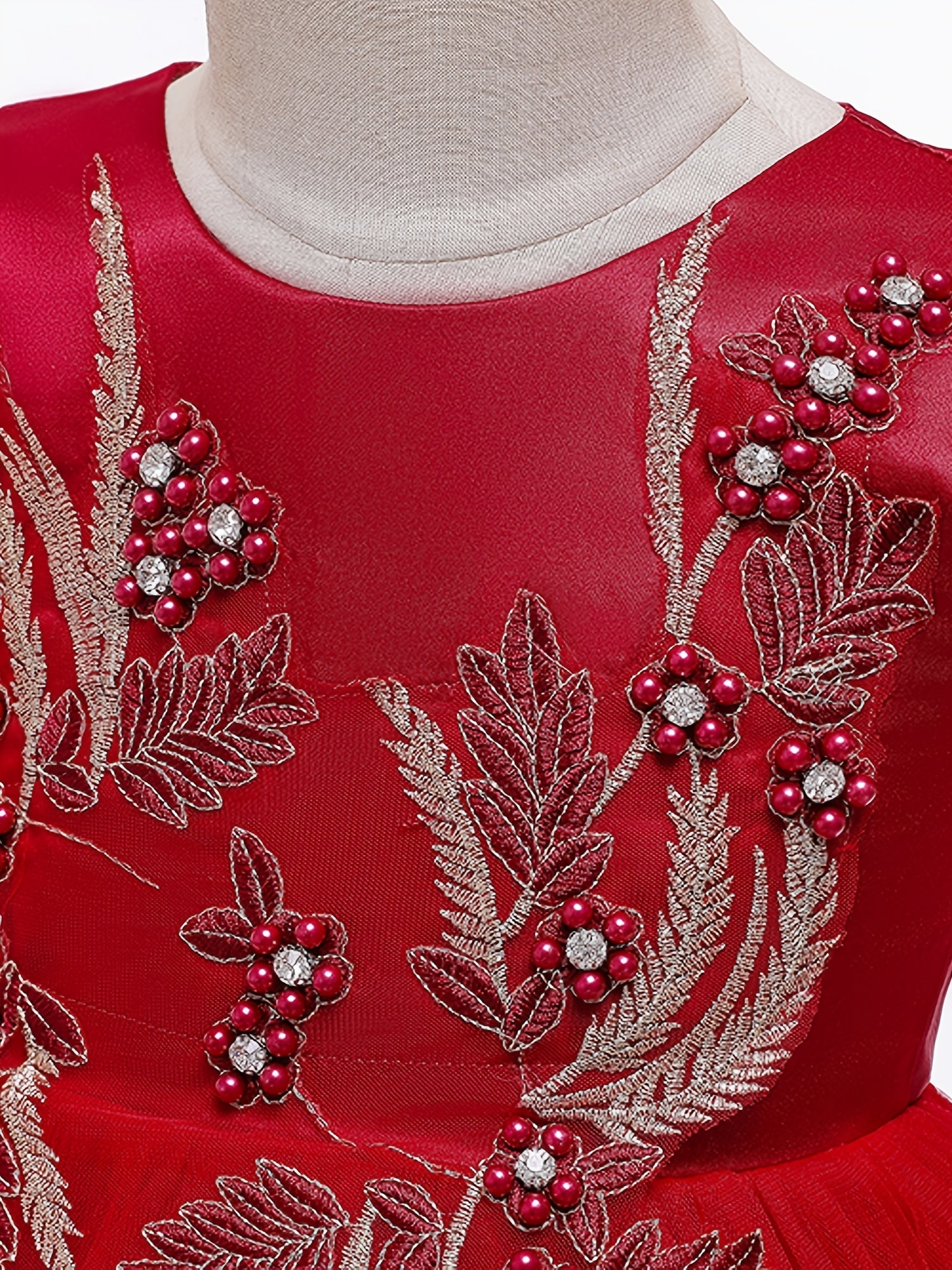 Girls Mesh Flower Embroidered Princess Dress with Fly Sleeve for Party