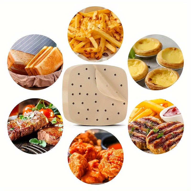 100 Square Parchment Paper Liners for Air Fryer Baking and Steaming