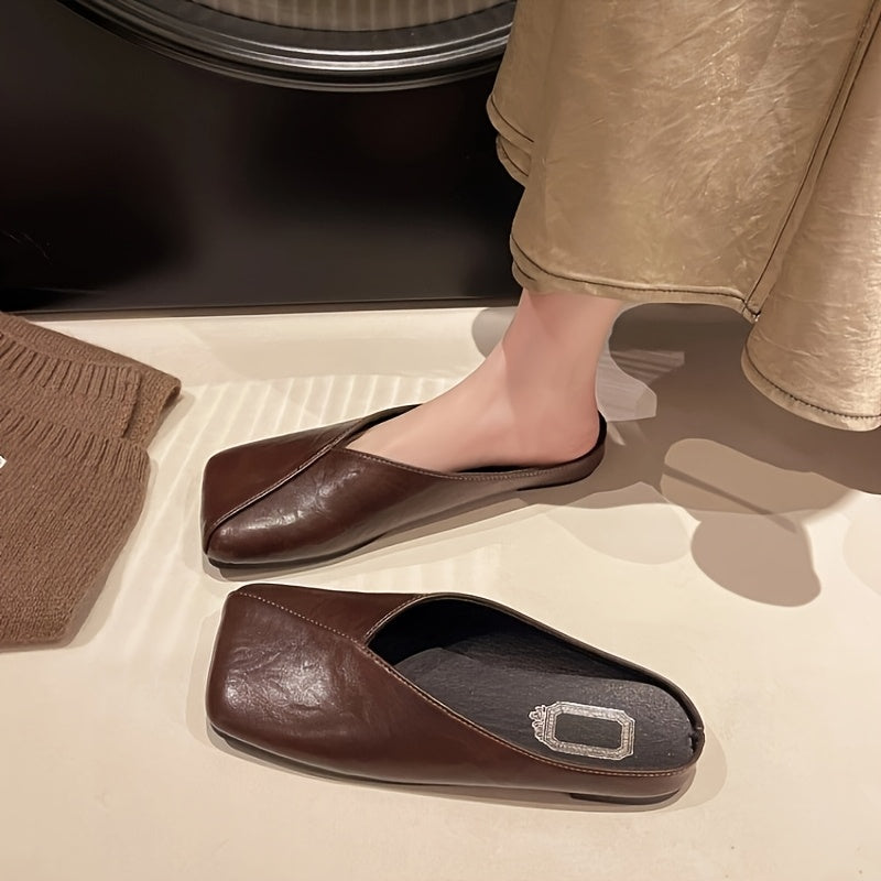 Women's Square Toe Loafers Slip-On All-Season Casual Shoes