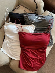 Women’s All-Season Polyester Camisoles with Frill Detail and Strapless Collar