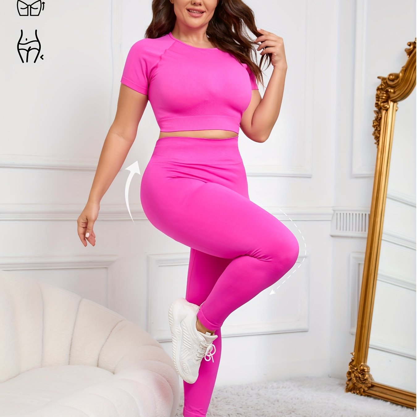 Women's Plus Size Seamless Nylon Yoga Set with Shorts and Leggings