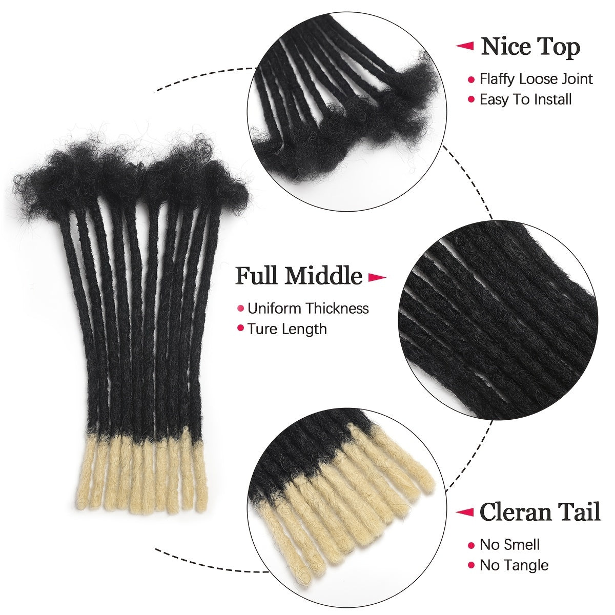 10 dyuym sun'iy loc dreadlocks kengaytmalari 20 iplar Afro Kinky uslubi