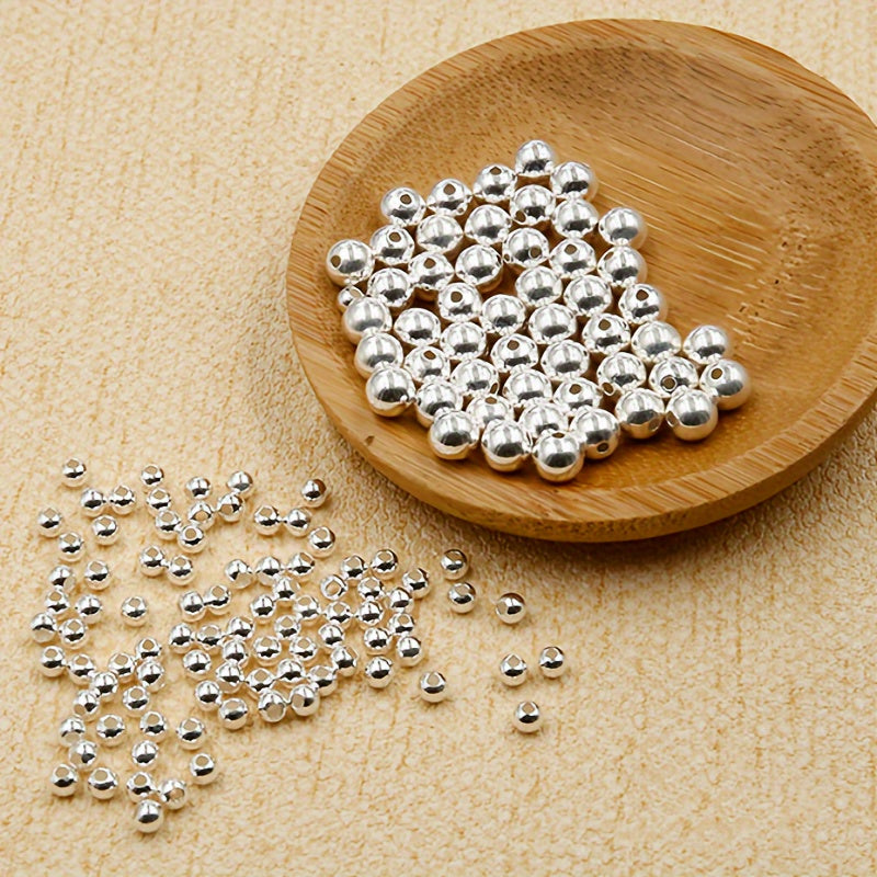 925 Sterling Silver Spacer Beads for Jewelry Making, Round, 10-40 Pieces