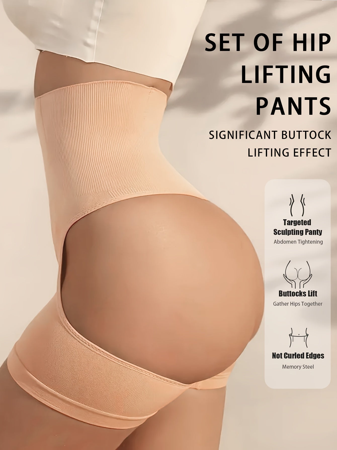 High-Waisted Shaping Shorts Breathable Comfortable Solid Color Knit Fabric