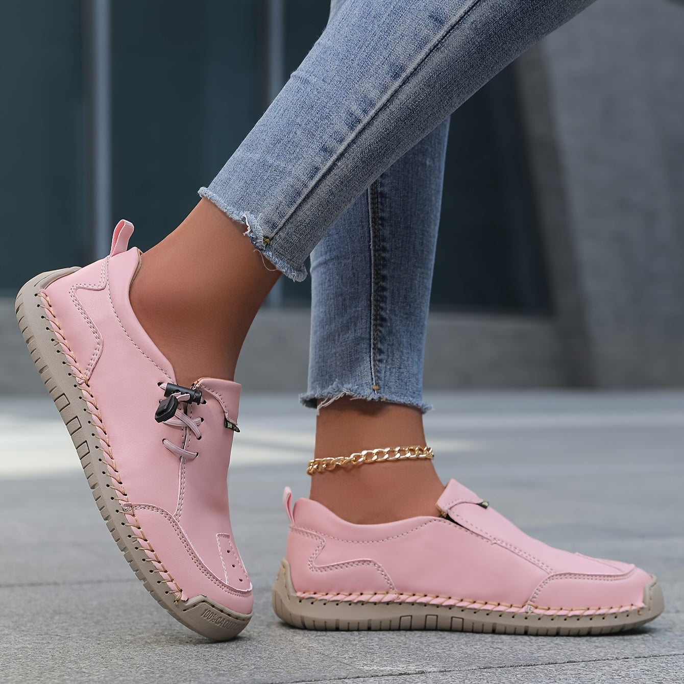 Women's Slip-On Sneakers with Rubber Sole, Breathable Fabric, All-Season Comfort