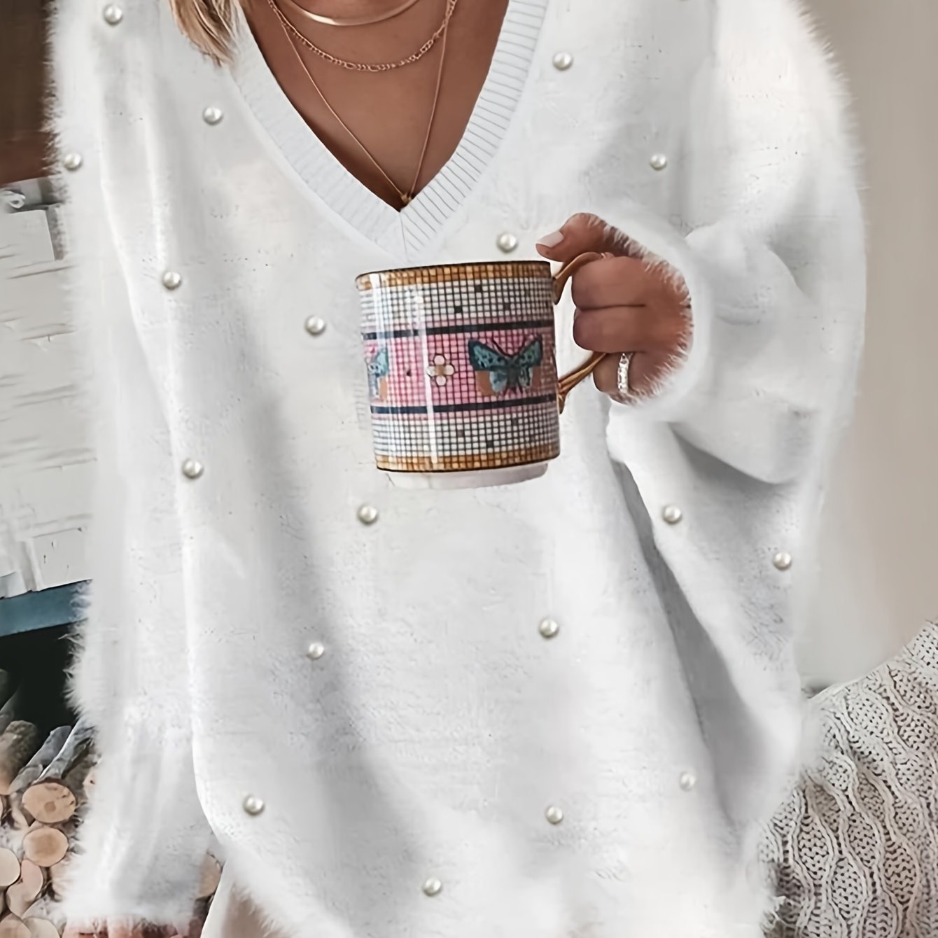 Plus-Size Sweater Knit Warm Pullover for Women Large Size Gray