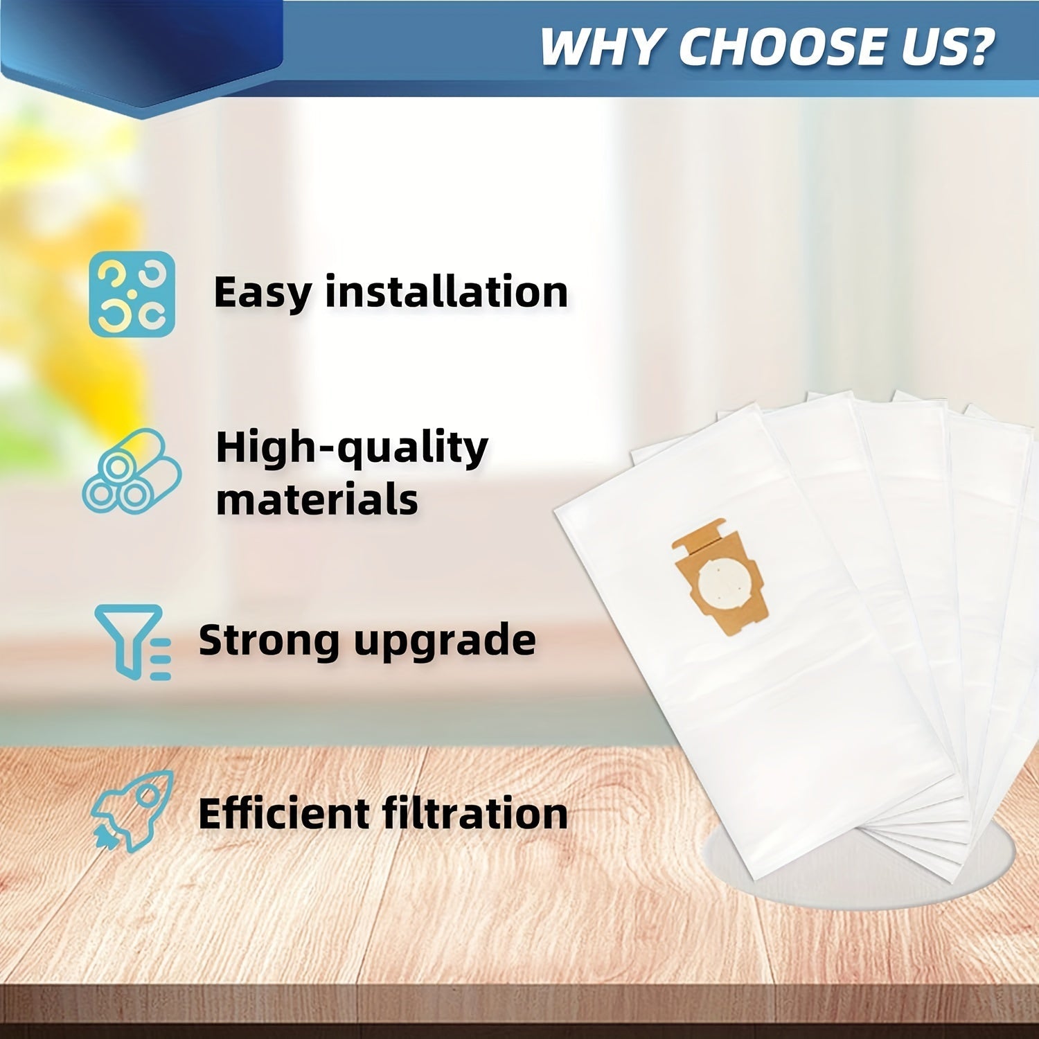 Kirby changyutgichlari uchun 12 ta changyutgich sumkasi to'plami, oq mato, Micron Magic bilan mos keladi