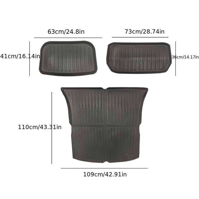 Car Floor Mats for Tesla Model Y 2019-2024 Waterproof Non-Slip TPE 6pcs Set
