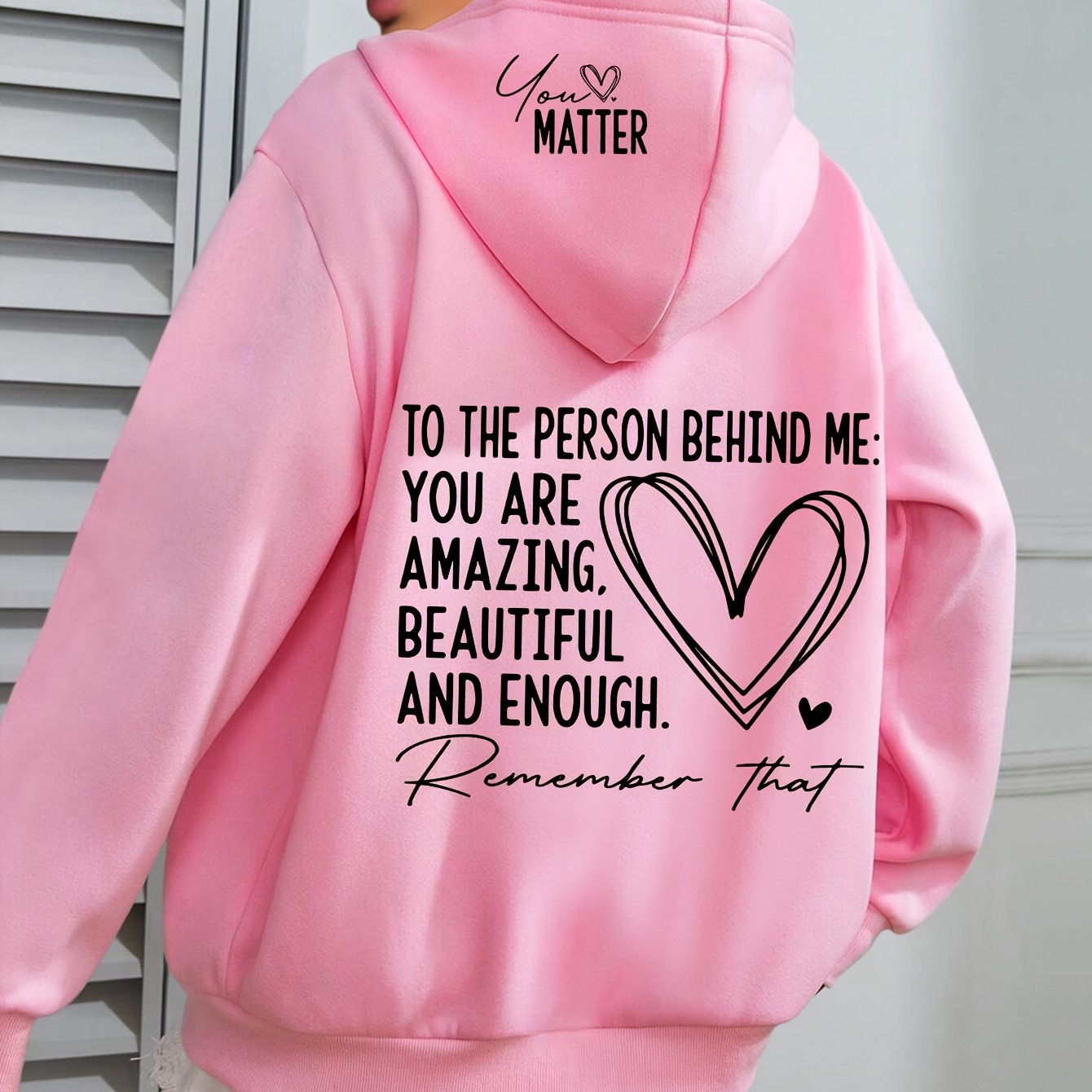 Women's Plus Size Cozy Hoodie with Uplifting Message White Casual Pullover