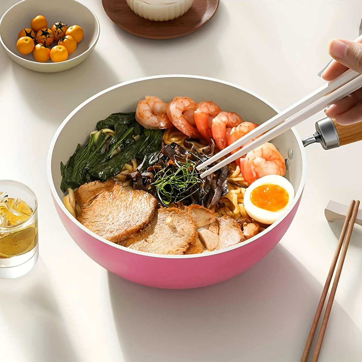 Cast Iron Mini Cooker Set with Non-Stick Frying Pan Soup Pot Ramen Bowl