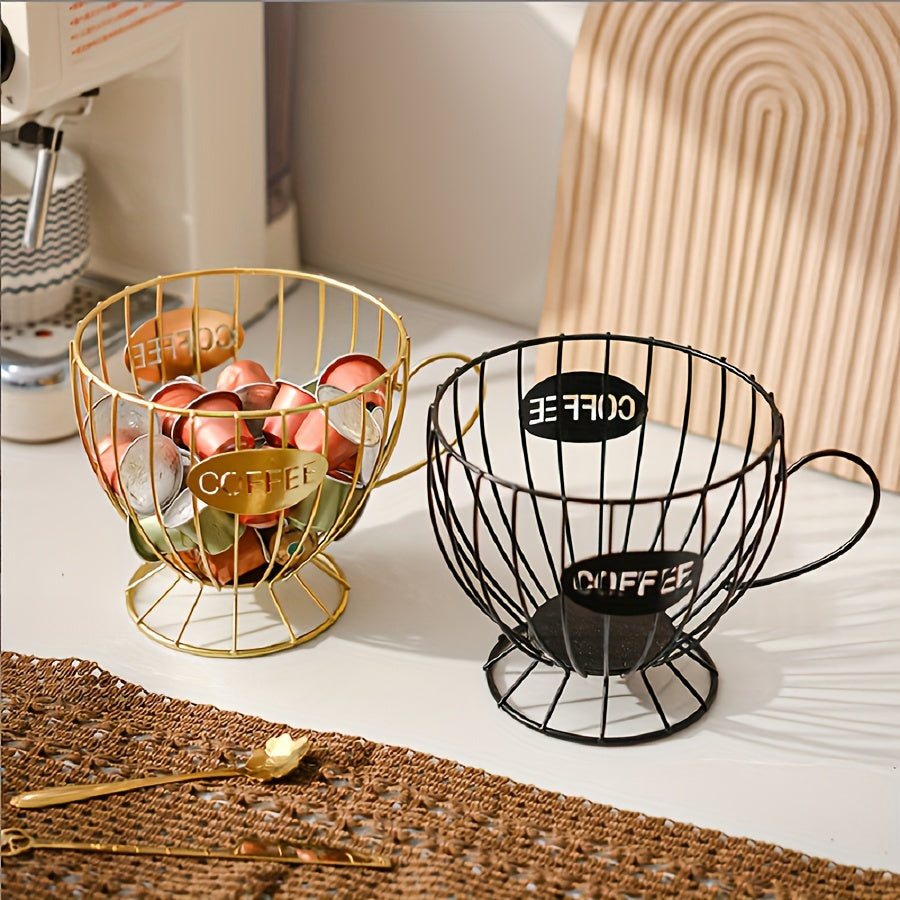 Scandinavian Style Iron Coffee Capsule Storage Rack for Kitchen Pantry Office
