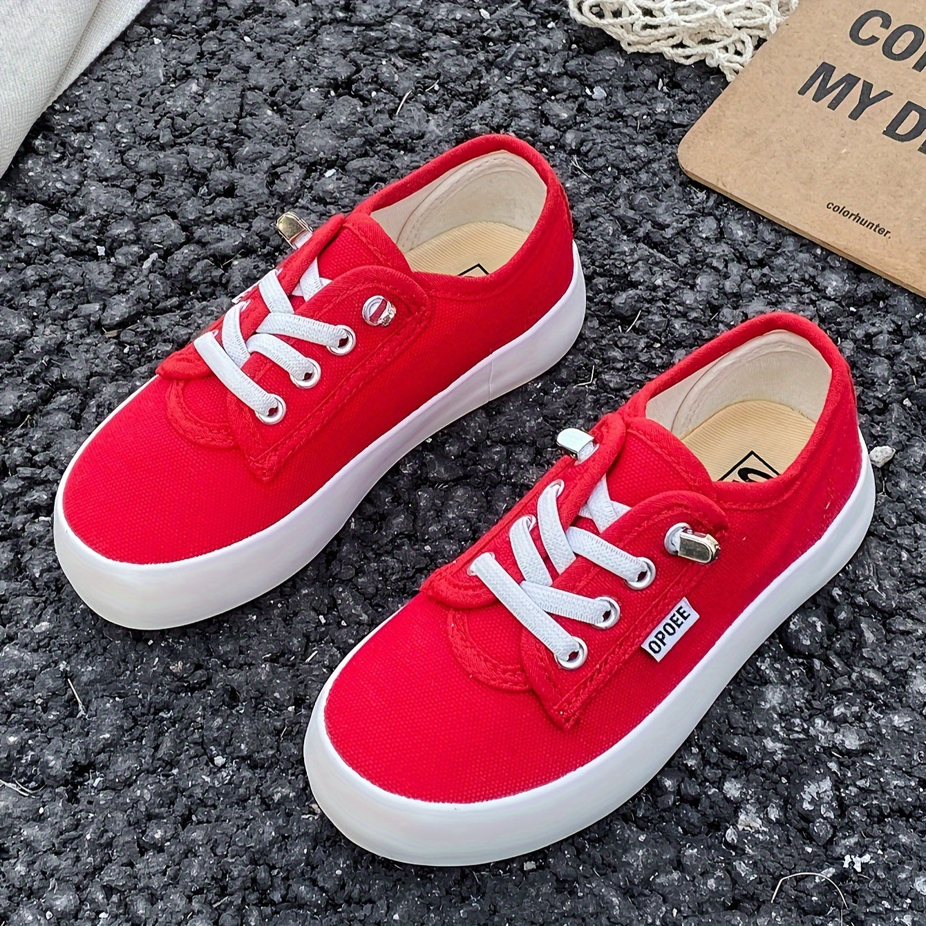 Kids' Casual Low Top Sneakers with Solid Fabric Upper Rubber Sole Breathable Insole