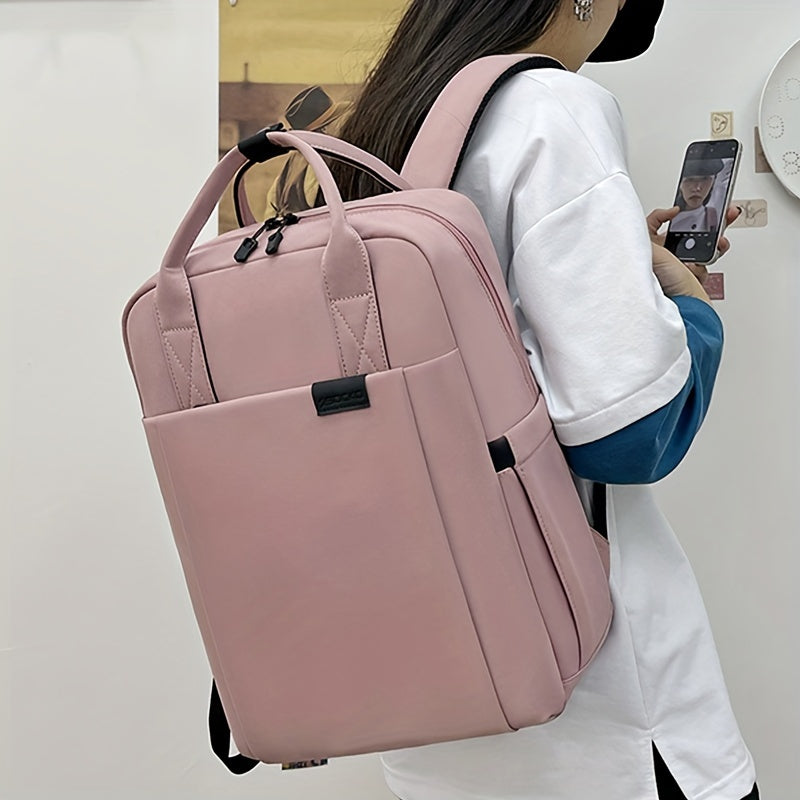 Water-Resistant Pink Polyester Laptop Backpack for Men and Women 39.62cm Shockproof School Bag