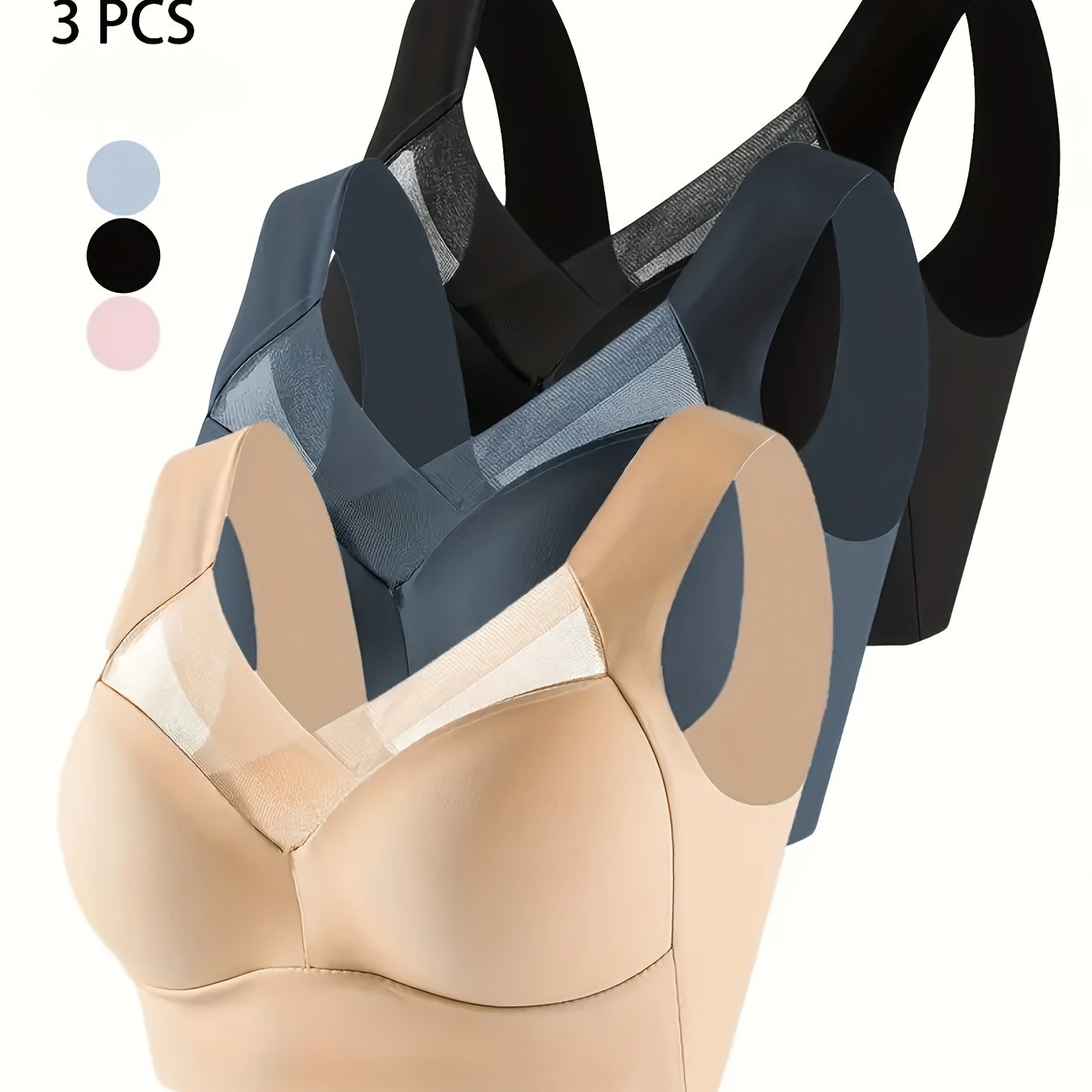 Women's Plus Size Seamless Ice Silk Sports Bra Set Medium Support Backless