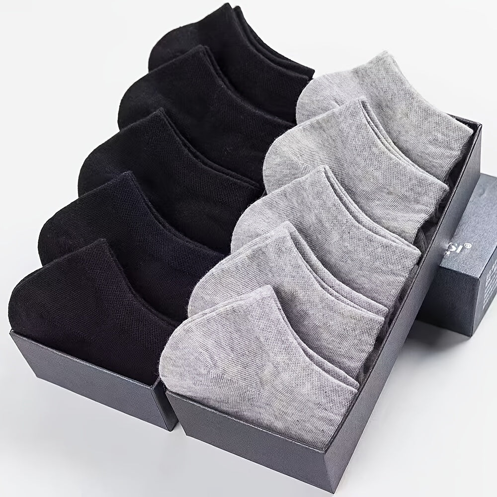 Men's Short Low-Cut Socks Pack of 10 Solid Color Spring Summer