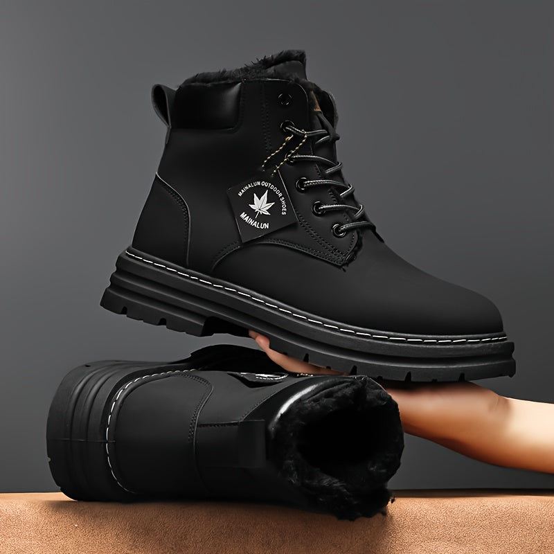 Men's All-Season High-Top Snow Boots with Plush Comfort and Round Toe