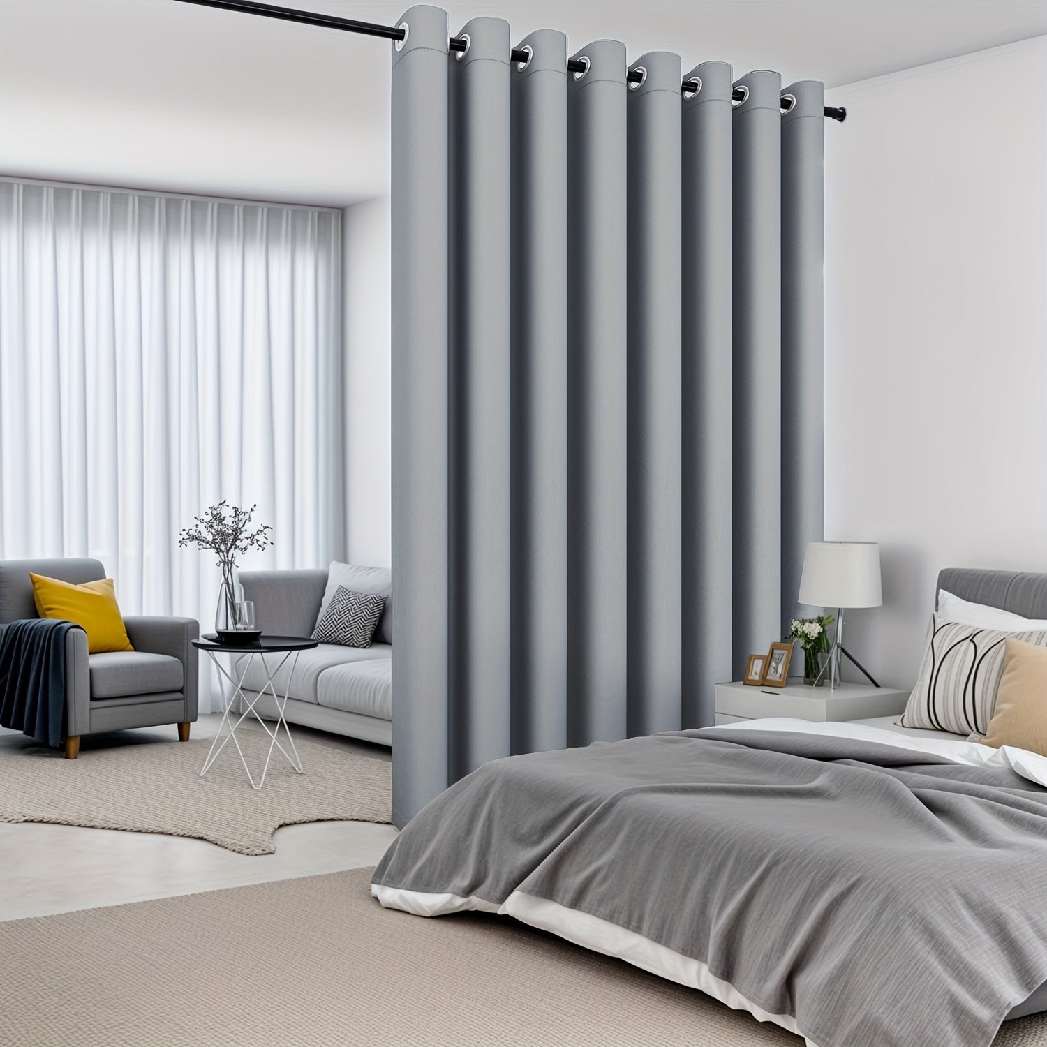 Blackout Privacy Room Divider Curtain Water-Resistant Polyester Grommet Top