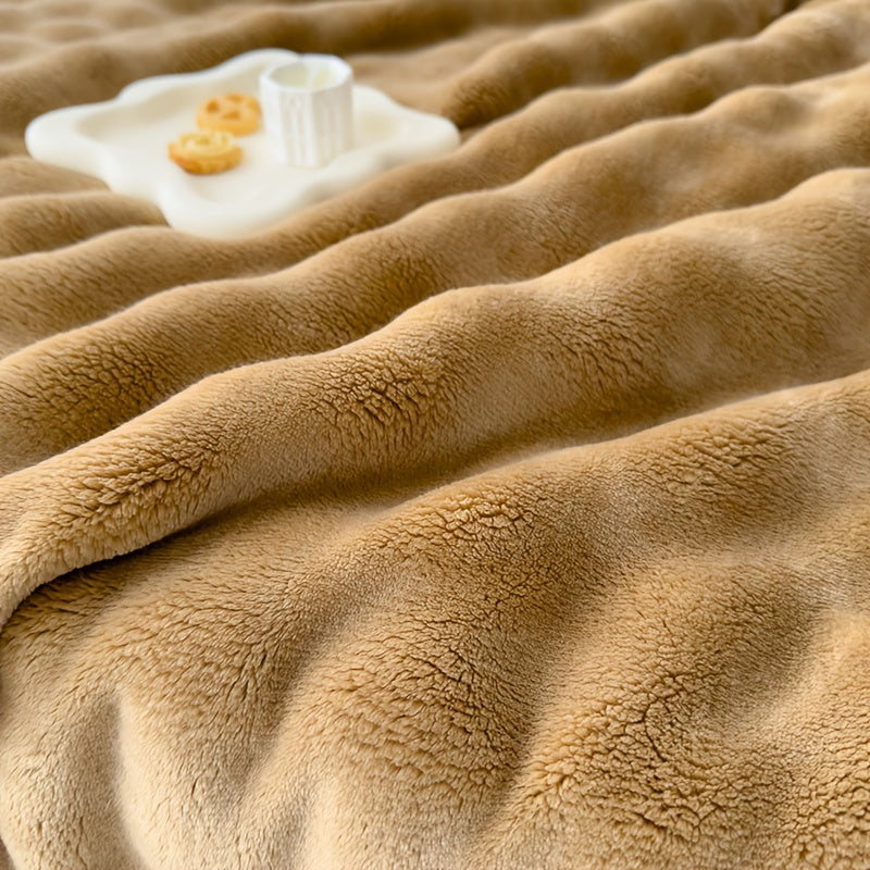 Luxury Blanket Thickened Rabbit Velvet Bubble Design Breathable Skin-Friendly Machine Washable