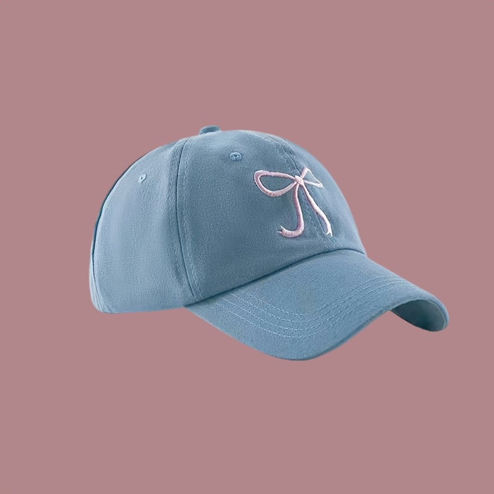 Adjustable Pink Bowknot Baseball Cap Lightweight Polyester Casual Unisex