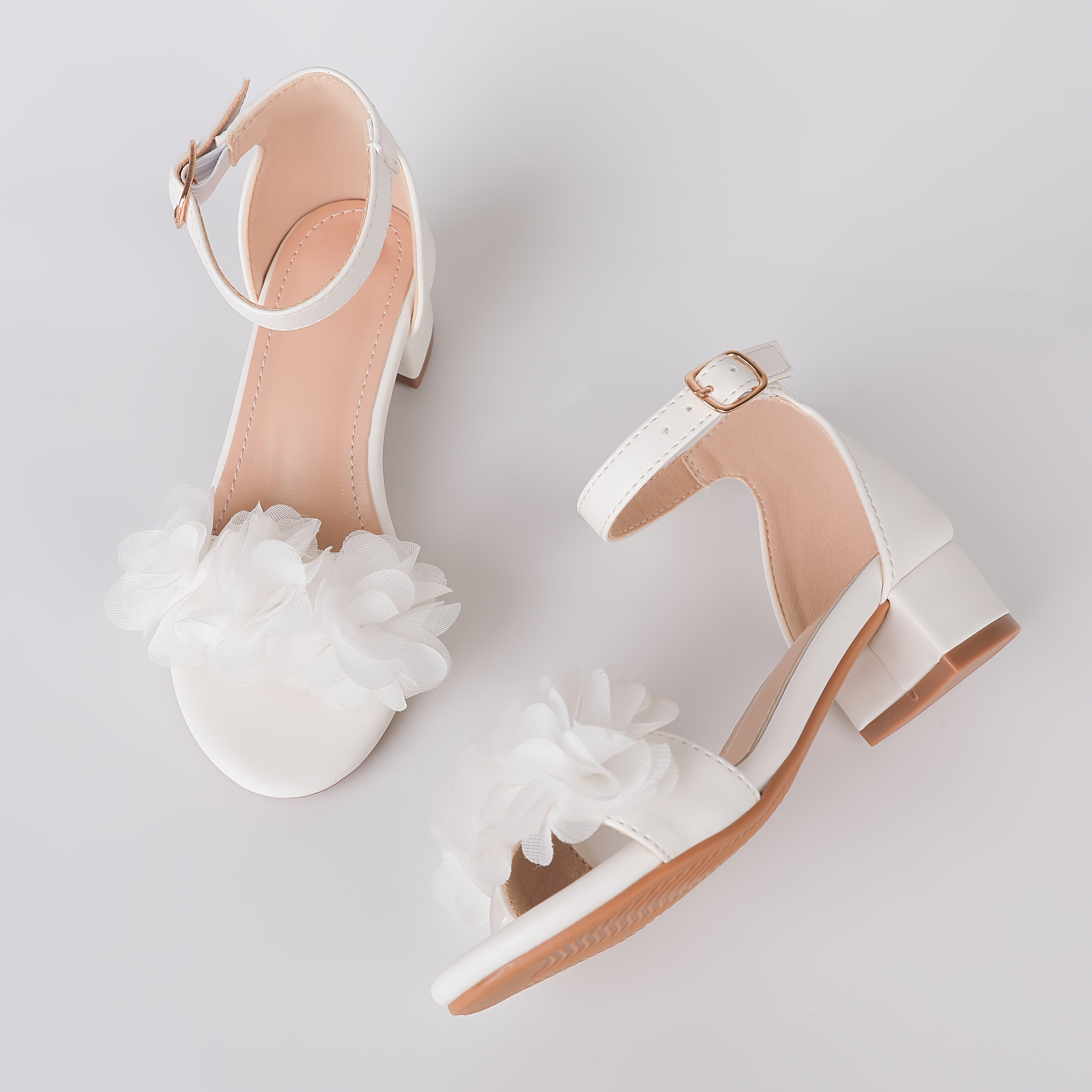 Girls Summer Open-Toe High-Heeled Sandals for Flower Girls Weddings Parties Toddler and Children