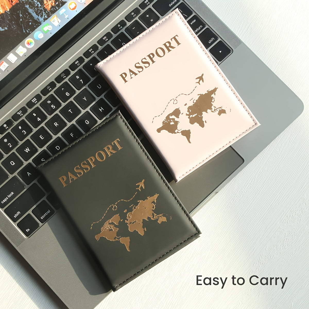 Set of Two Faux Leather Passport Covers for International Travel Lightweight Foldable Unlined