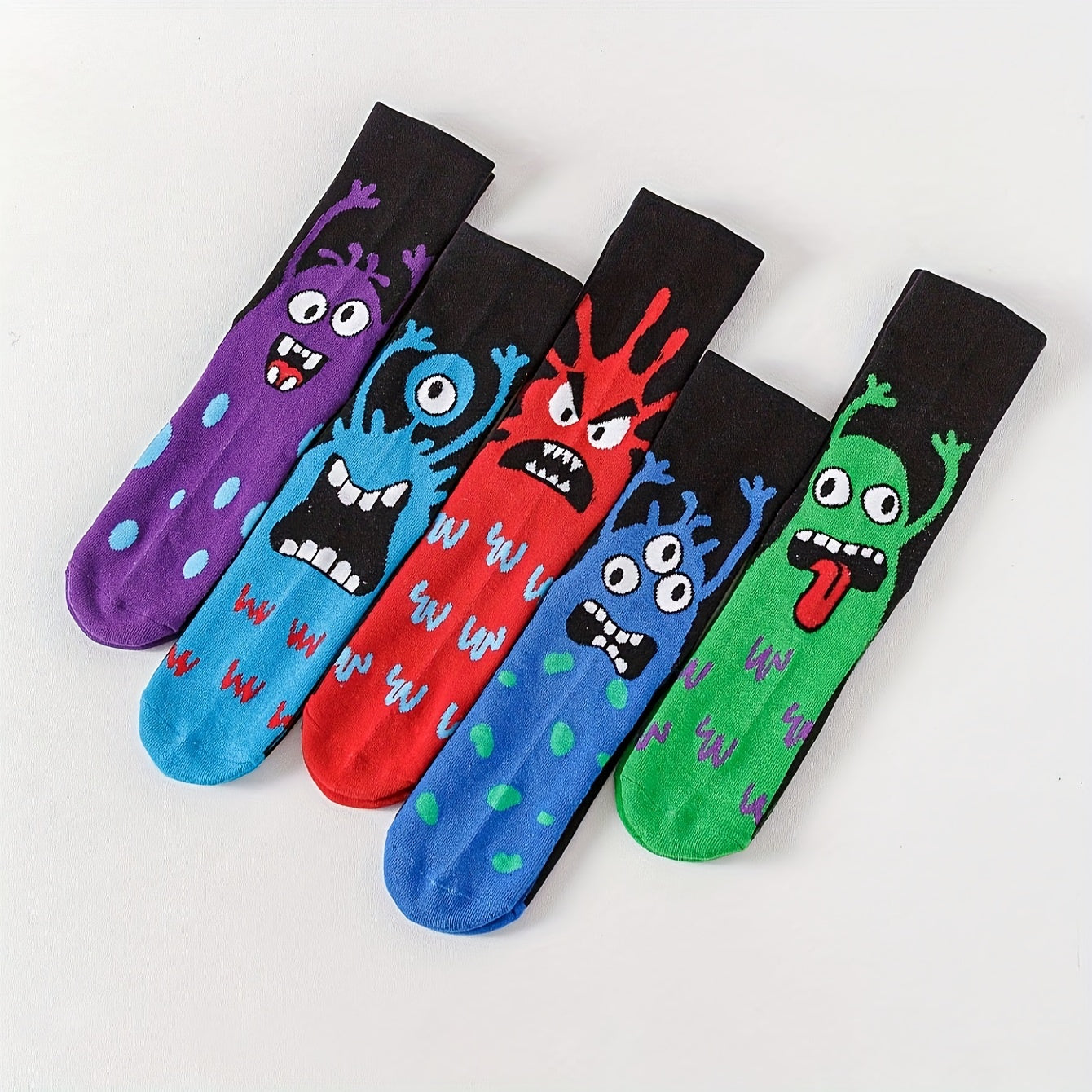 Men's and Women's Mid-Tube Socks 5-10 Pairs Cartoon Pattern Polyester All Seasons