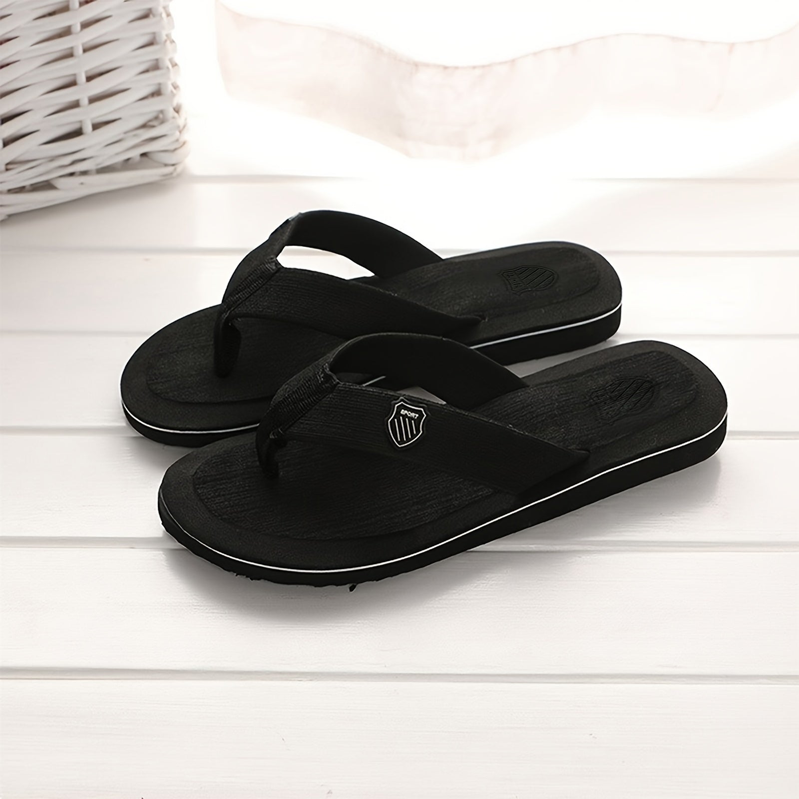 Men's EVA Summer Slippers for Beach and Home, Solid Color, All-Season
