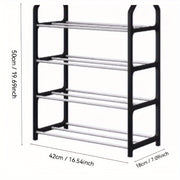 4-Tier Plastic Shoe Rack Floor Mount Storage for Home Dorm Rooms