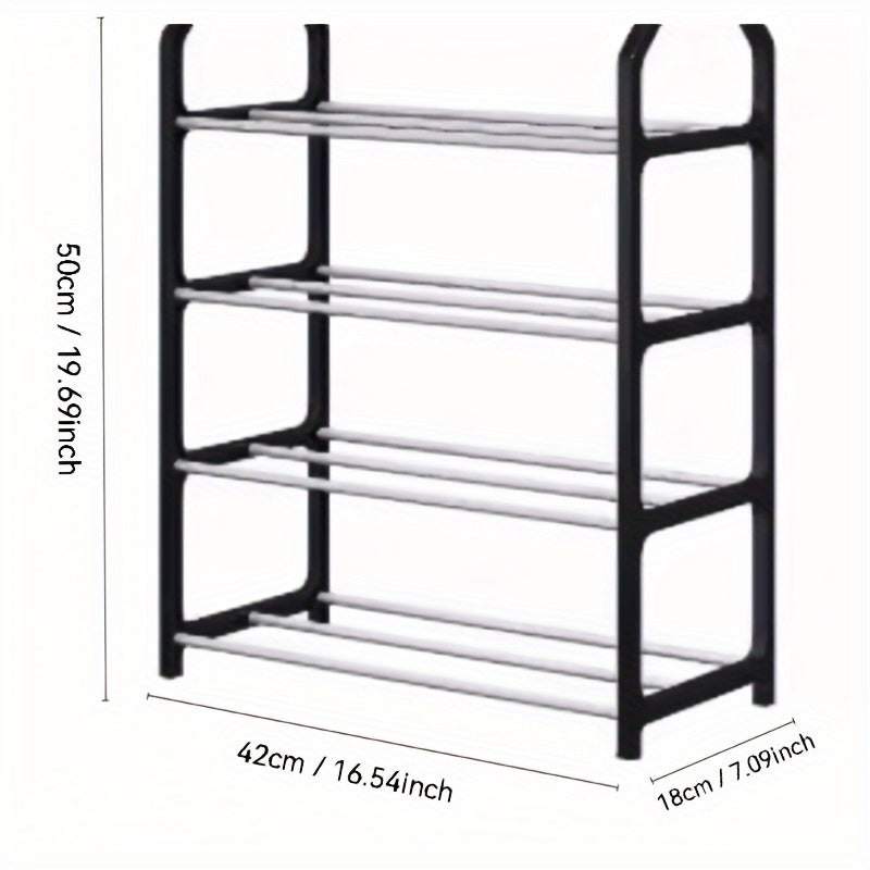 4-Tier Plastic Shoe Rack Floor Mount Storage for Home Dorm Rooms