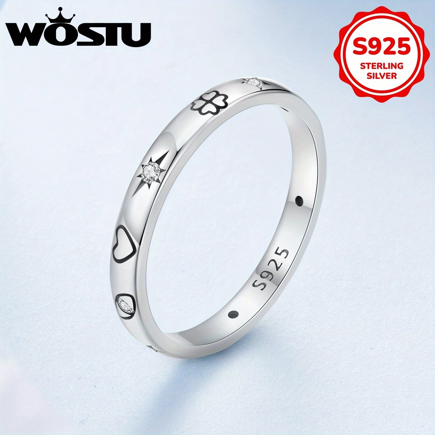 Women's Bohemian Sterling Silver Ring with Cubic Zirconia for Gift or Everyday Wear