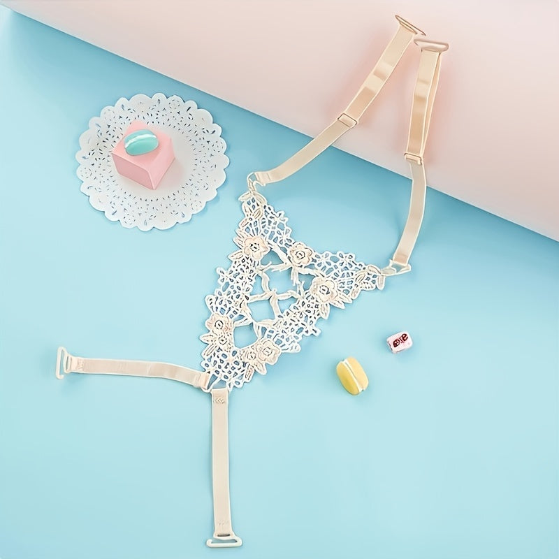 Women's Lingerie Butterfly Lace Shoulder Straps Adjustable Non-Slip Hollow Out Black White Pink