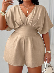 Women's Plus Size One-Shoulder Metal Buckle Mini Skirt with Pleated Hollow-Out Waist Detail