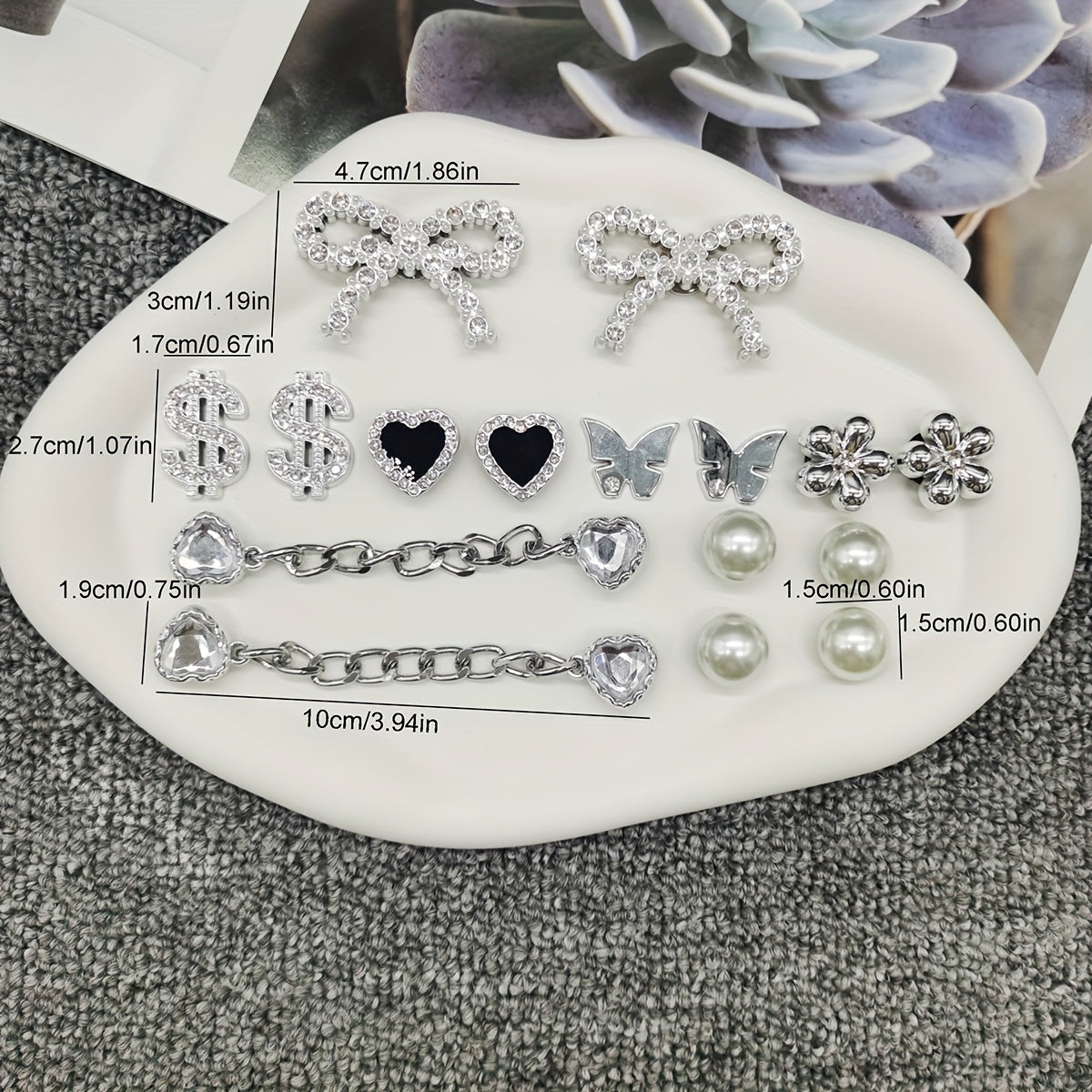 Women Shoe Charms 16Pcs Heart Bling Rhinestone Shoe Clips Decorations