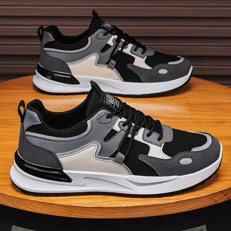 Zapatillas de malla transpirable para hombre blancas y azules con soporte acolchado y suela de PVC duradera