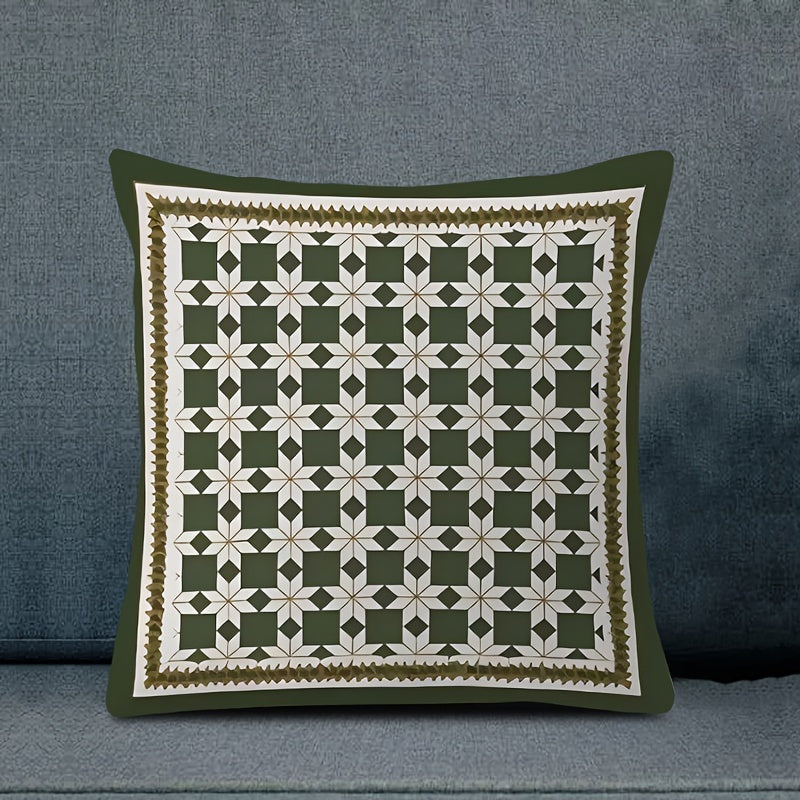 Geometric Green Throw Pillow Cover 44.96x44.96cm Reversible Polyester with Zipper