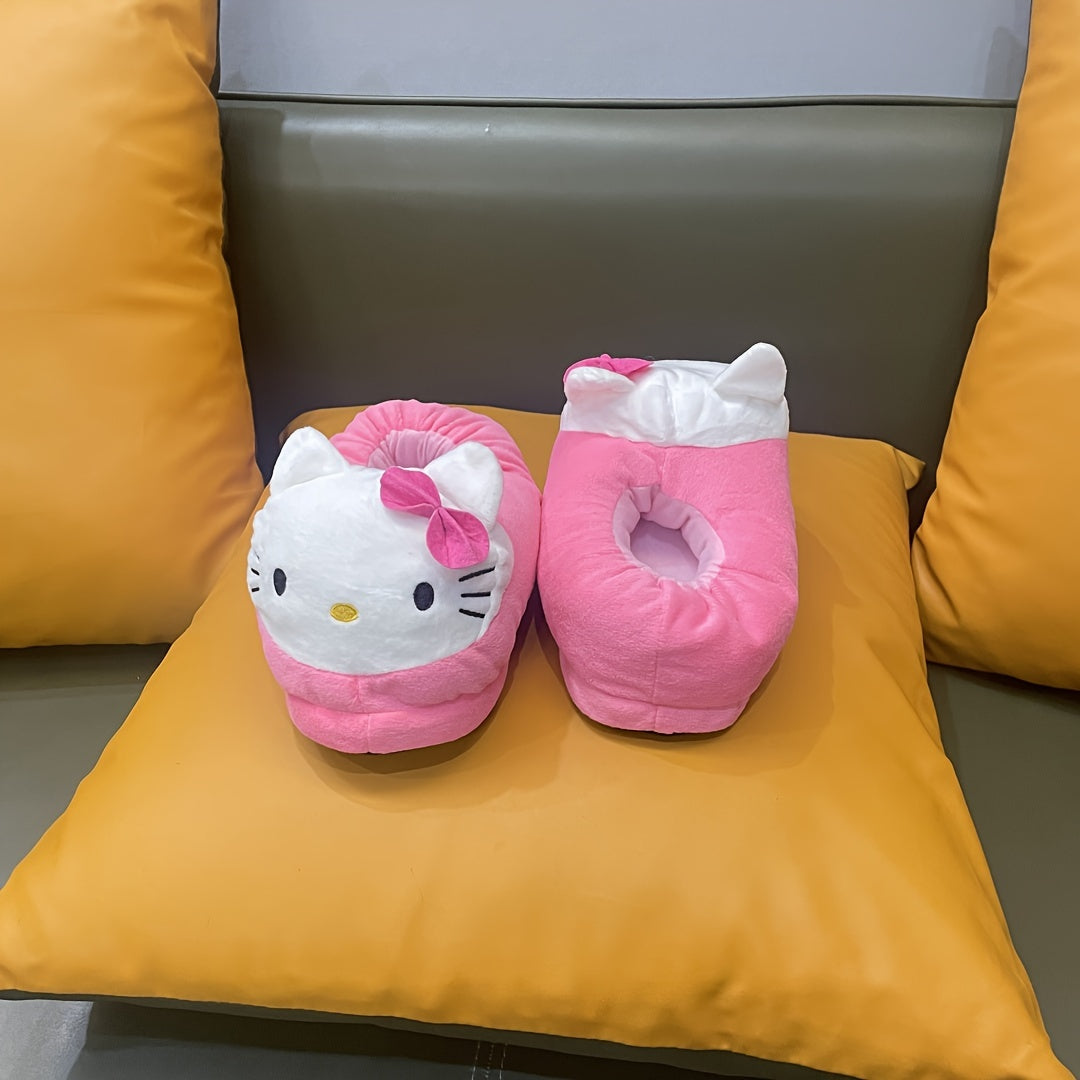 Women's Plush Cat Slippers Winter Warm Full-Cover House Shoes