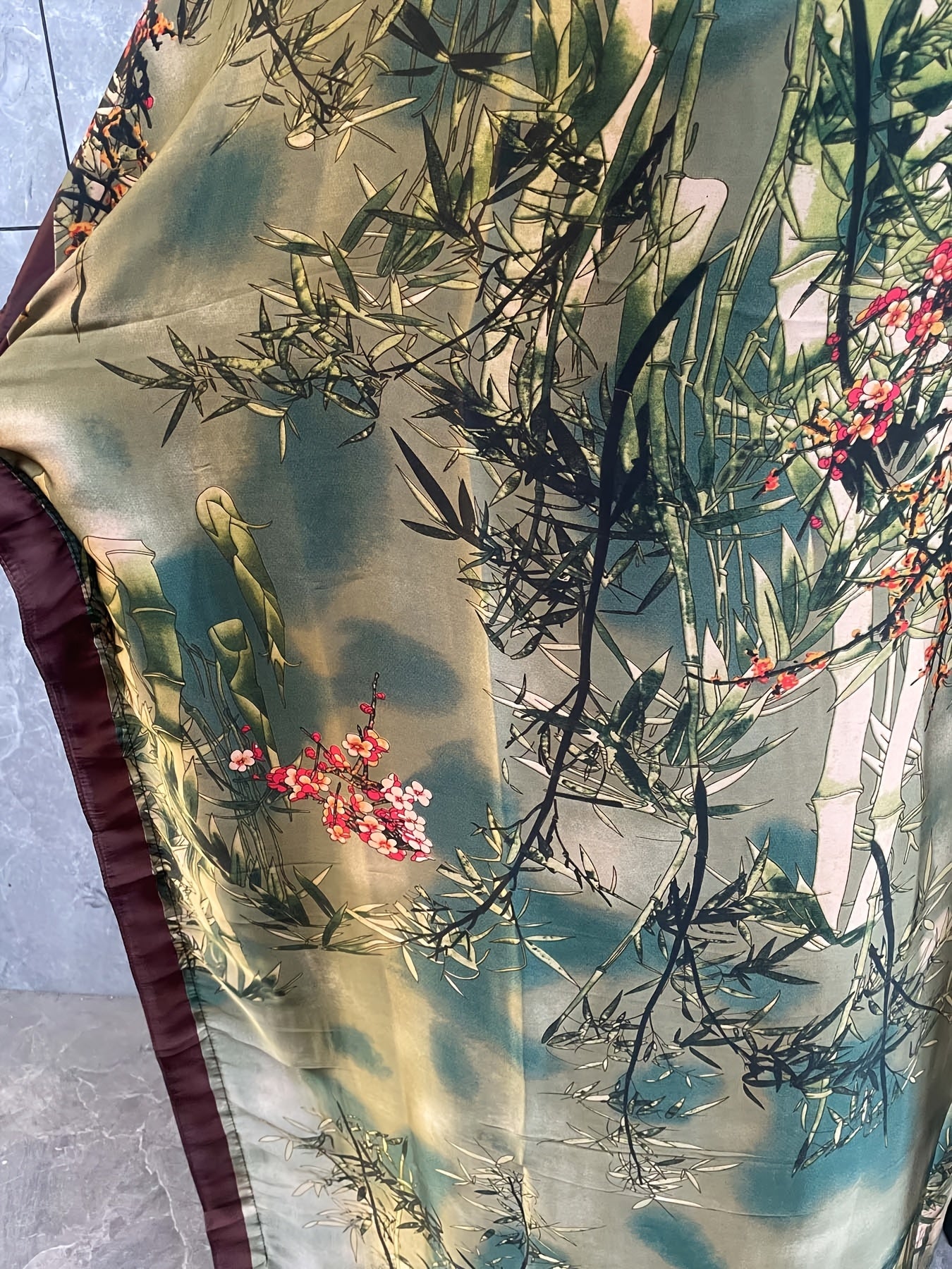 Plus Size Maxi Kaftan Dress with Crew Neck Short Sleeves All-Over Print Summer Beach Outdoor