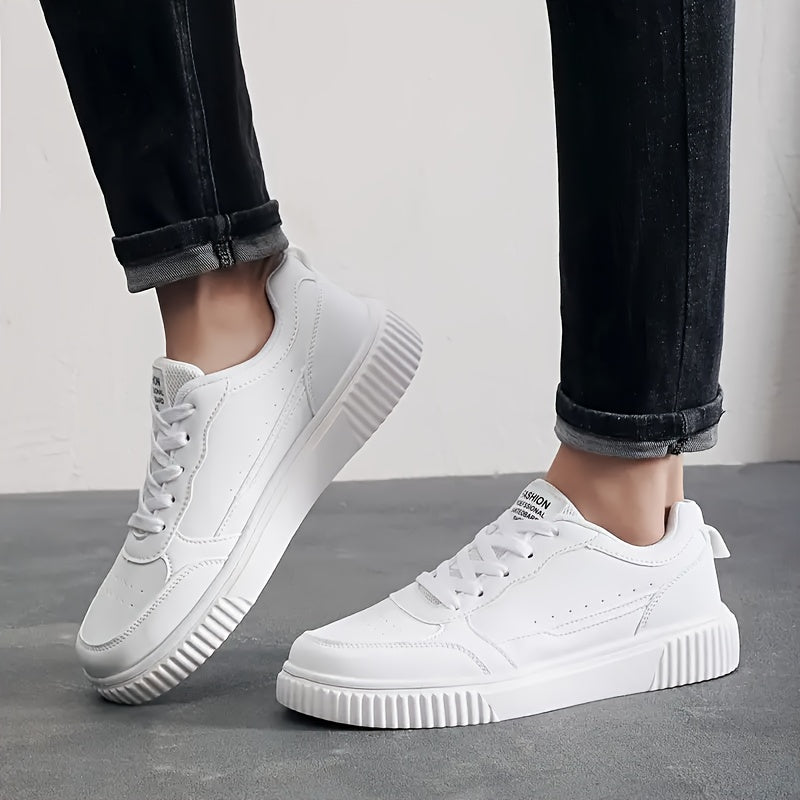 Zapatos de skate casual antideslizantes para hombre, color negro y blanco, suela de EVA, botín bajo, con cordones