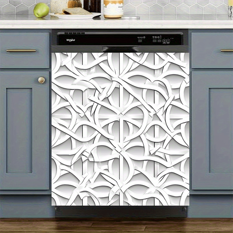 Oq geometrik reliefli suv o'tkazmaydigan PVC idish-tovoq magnit 58.5x65 sm uchun muzlatgich, kir yuvish mashinasi