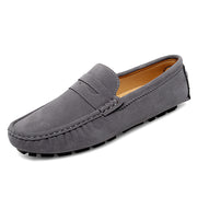 Women's Grey Microfiber Penny Loafers Non-slip Casual Flat Shoes