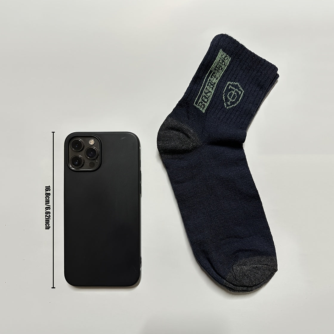 Men's Cotton Sports Socks 6 Pairs Sweat-Wicking Embroidered Knit Mixed Colors Machine Washable