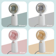 Portable Handheld Fan with Multi-Color Blades, Lightweight Plastic, Battery Operated for Office Travel Camping